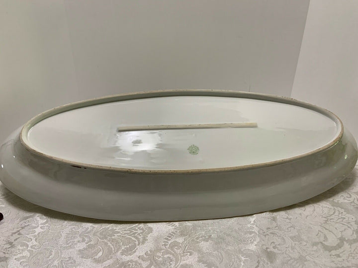 Nippon FISH PLATTER Hand Painted Morimura Bros 23" Gold Beaded Rim Antique Oval