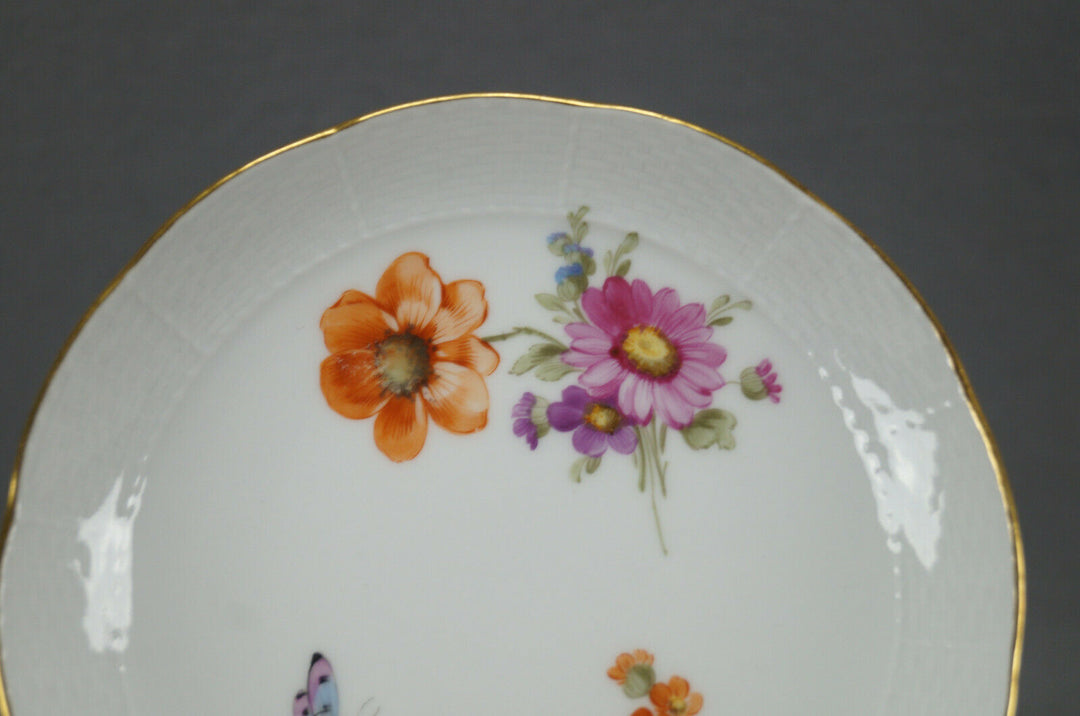 KPM Berlin Hand Painted Dresden Floral Butterfly & Gold Tea Cup & Saucer F