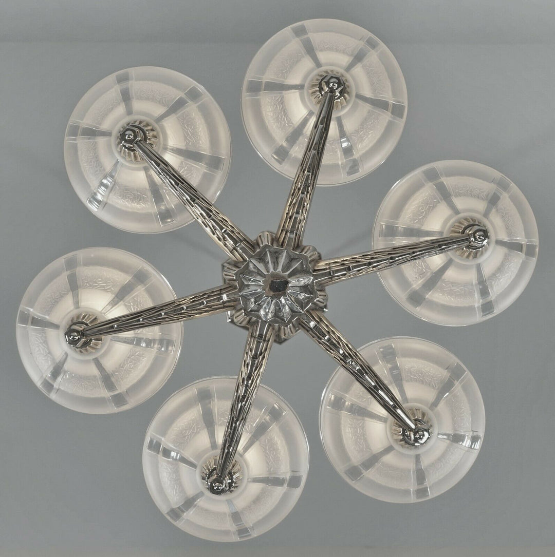 FRENCH 1930 ART DECO CHANDELIER by H.Fournet ...... lamp muller degué era France