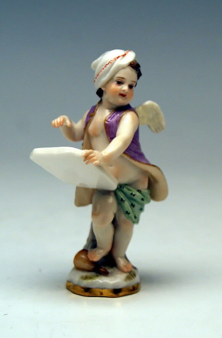 MEISSEN マイセン FIGUR VERKLEIDETEN AMORETTEN PUTTO ALS BILDHAUER MNR:19 UM 1850