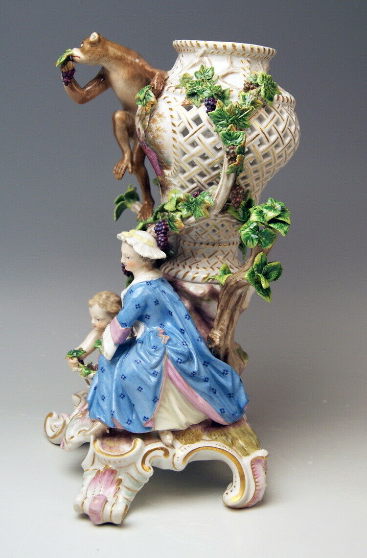 MEISSEN FIGUR マイセン POTPOURRI DUFT VASE MIT AFFEN MONKEY J. F. EBERLEIN UM 1860