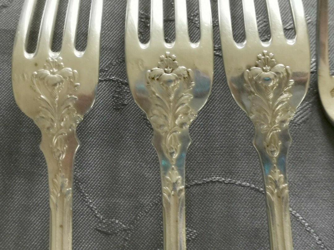 ARGENT MASSIF PUIFORCAT MODERNE FEUILLAGE 6 GRANDS COUVERTS DE TABLE L2