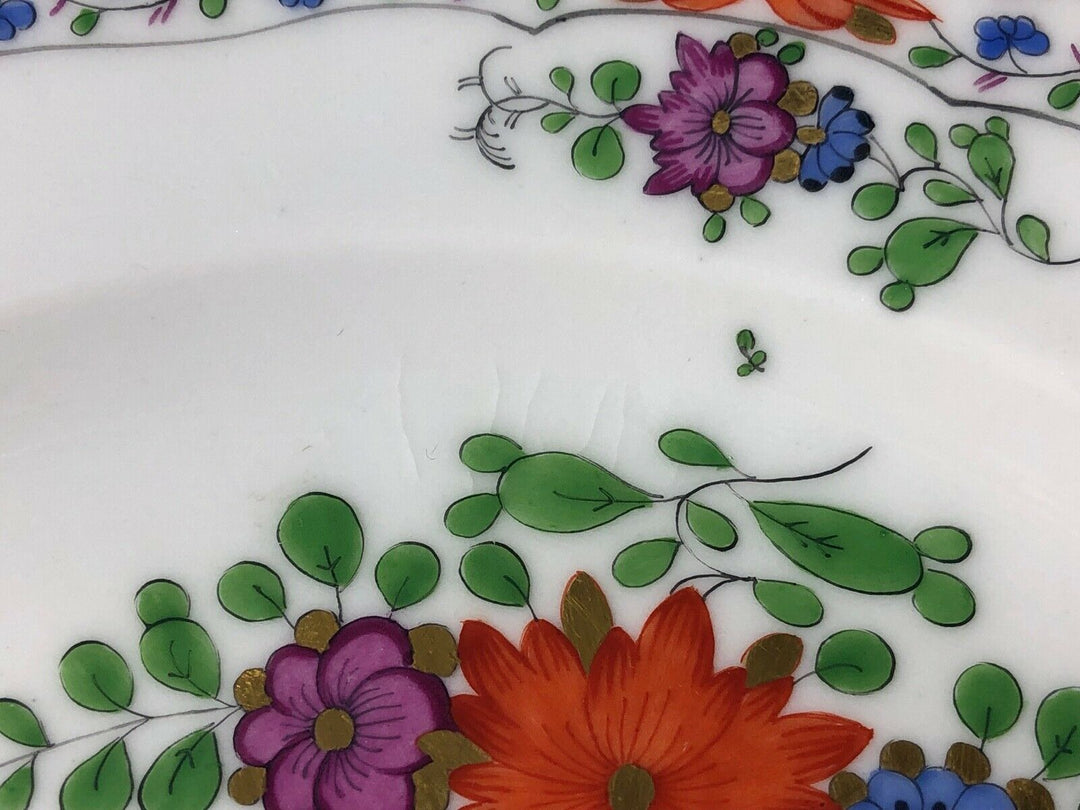 MEISSEN TASSE UND DESSERTTELLER INDISCHE MALEREI BUNT BLUMEN KAKIEMON GOLD