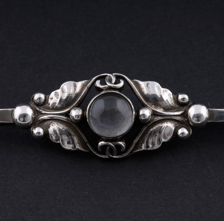 Georg Jensen Sterling Brooch # 224B w. Rock Crystal. Silver. Design: GJ himself