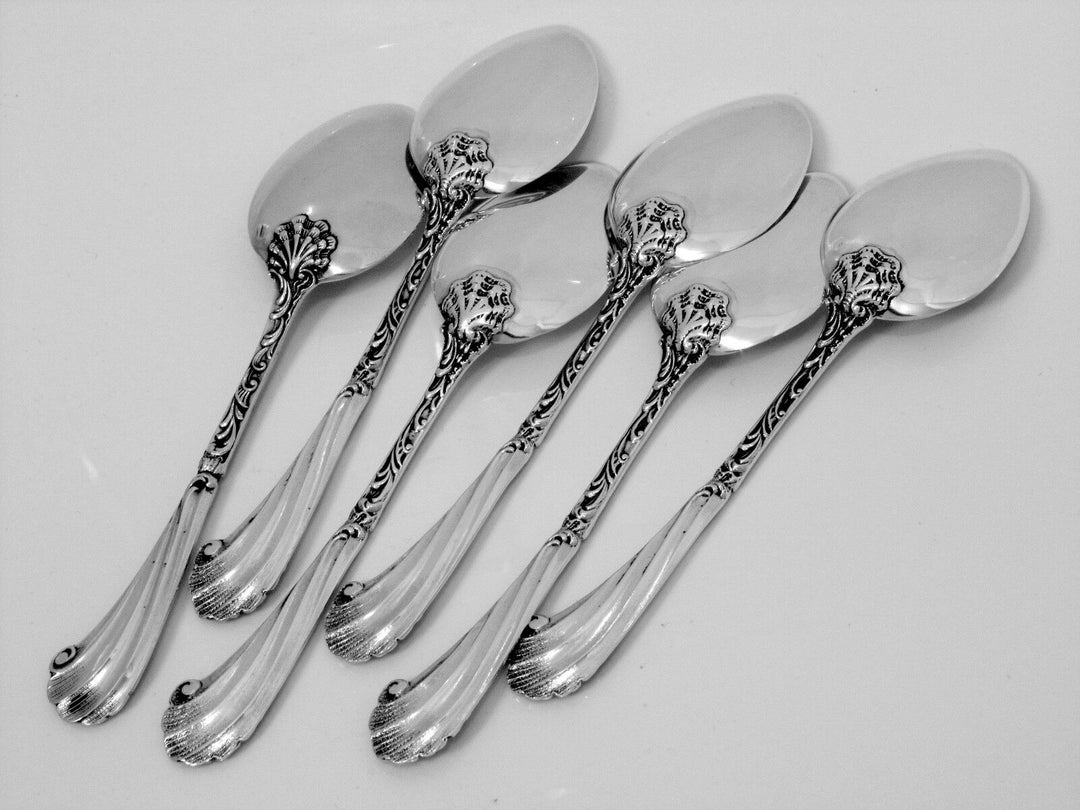SOUFFLOT Fabulous French All Sterling Silver Ice Cream Spoons Set 6 pc Rococo