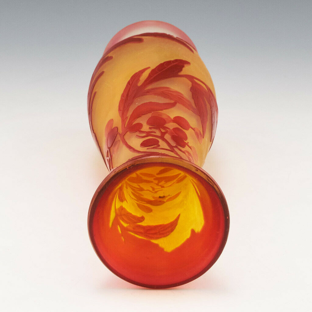 Galle Cameo Glass Vase Depicting Elderberries c1920