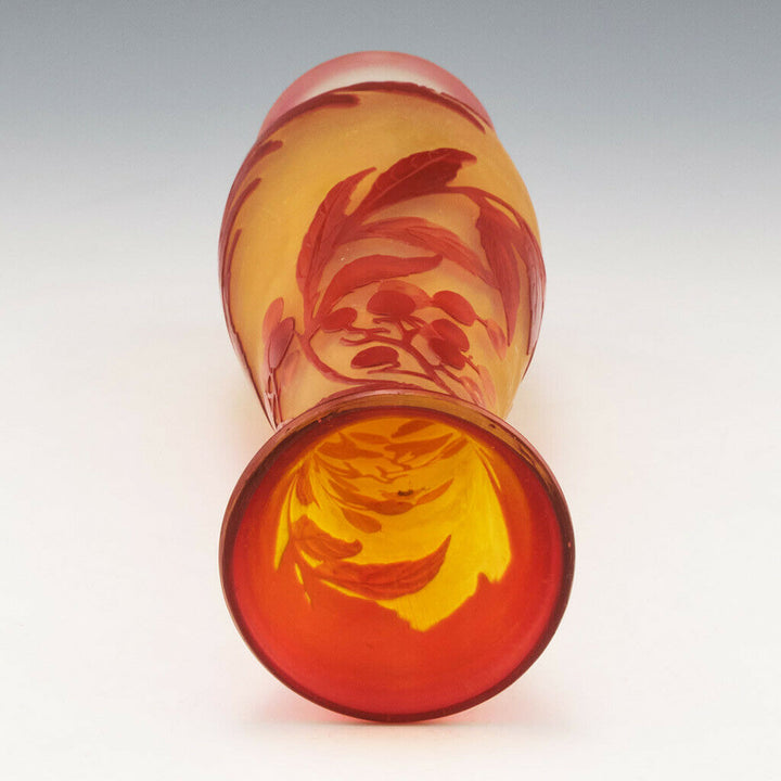 Galle Cameo Glass Vase Depicting Elderberries c1920