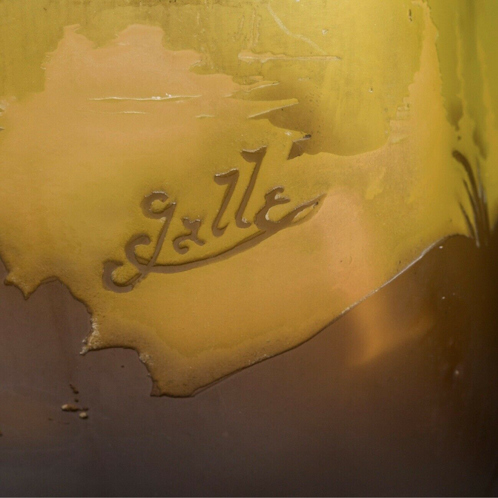 エミール・ガレ　花瓶　山岳風景と釣り人　アールヌーボー時代の作品