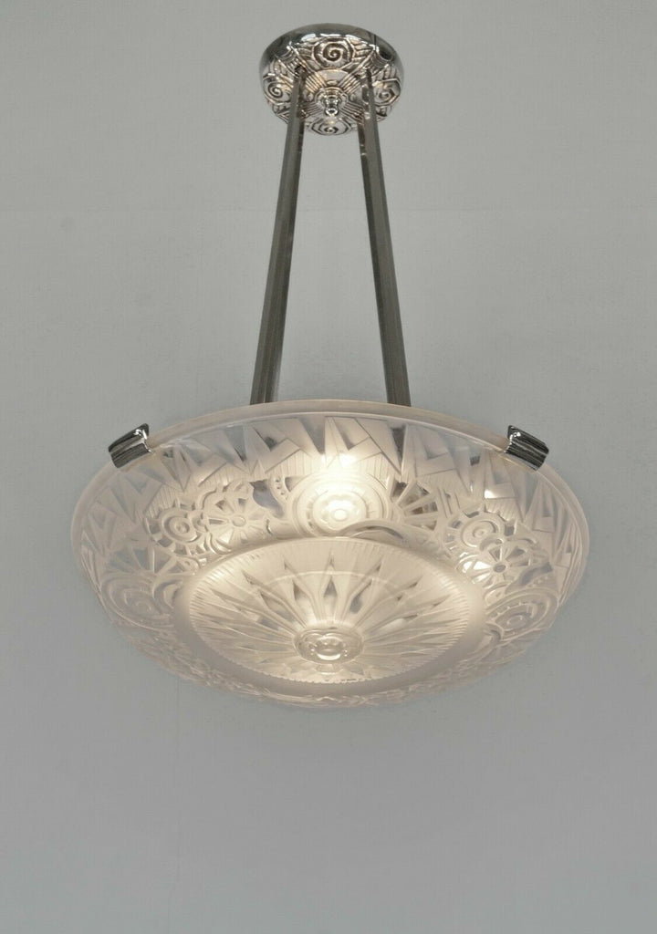 ミューラー兄弟：1930年フランスアールデコ調ペンダントシャンデリア