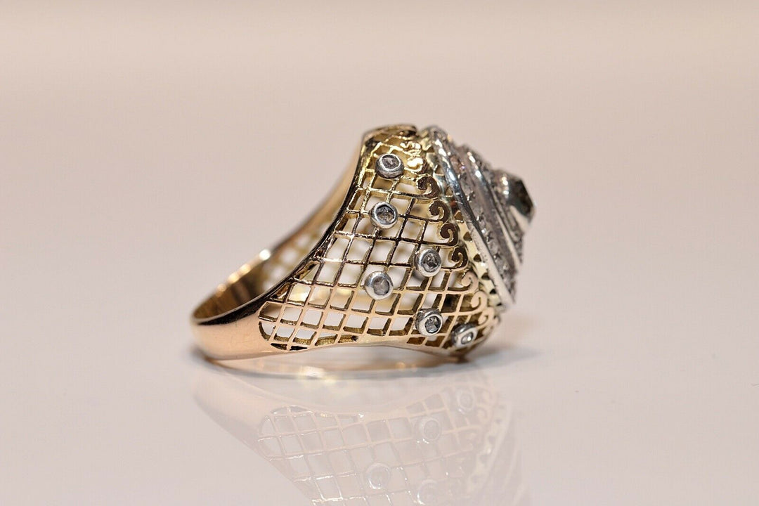 アンティーク 14K ナチュラルダイヤモンドとローズカットダイヤモンドのヴィクトリアンリング