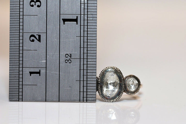 オリジナル ヴィンテージ 14K ナチュラルローズカットダイヤモンドのリング