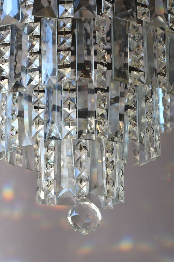 Tall French Empire Purse Crystal Chandelier Antique Vintage Light Pendant Lamp