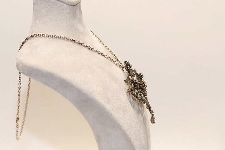 アンティーク オリジナル オスマン朝 8K ゴールド 天然ローズカット ダイヤモンド・ルビー ネックレス