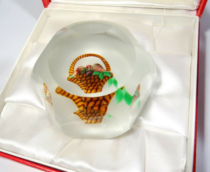 Ball Paperweight Clipboard Crystal Baccarat Sulfide Basket Fruit Numbered - COA