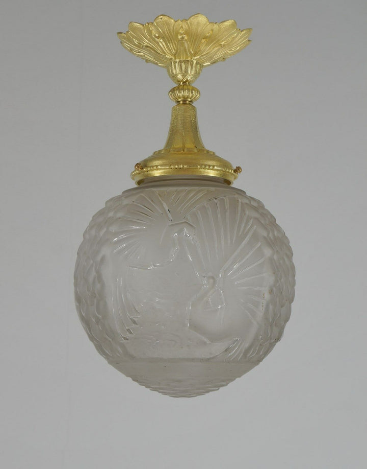 GILLES & MULLER FRERES : FRENCH ART DECO PENDANT flush mount 1930 chandelier