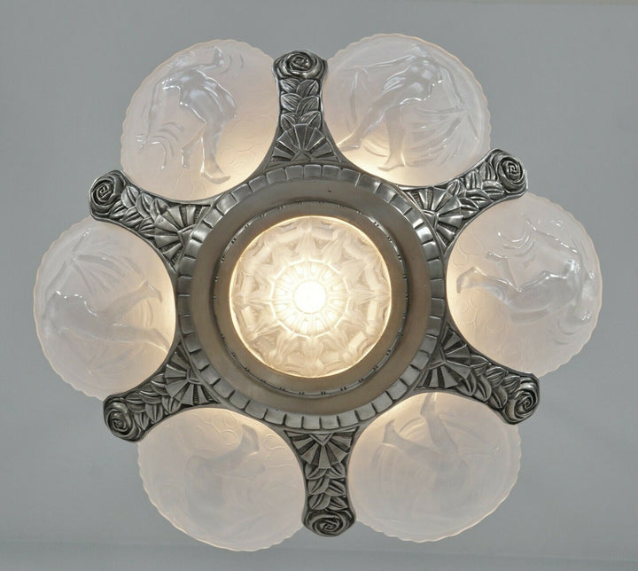 MULLER FRÈRES : French 1930 art deco chandelier ............... degué era France