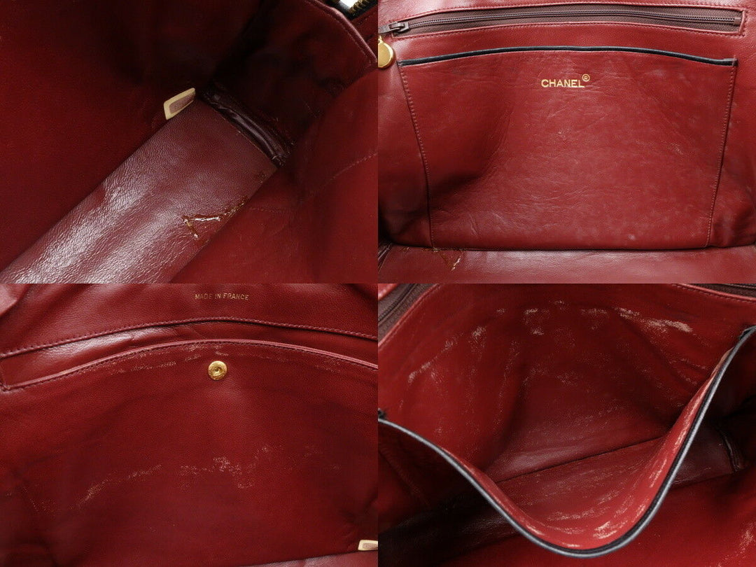 AUTH CHANEL BLACK CLASSIC LAMBSKIN TOTE SHOULDER BAG