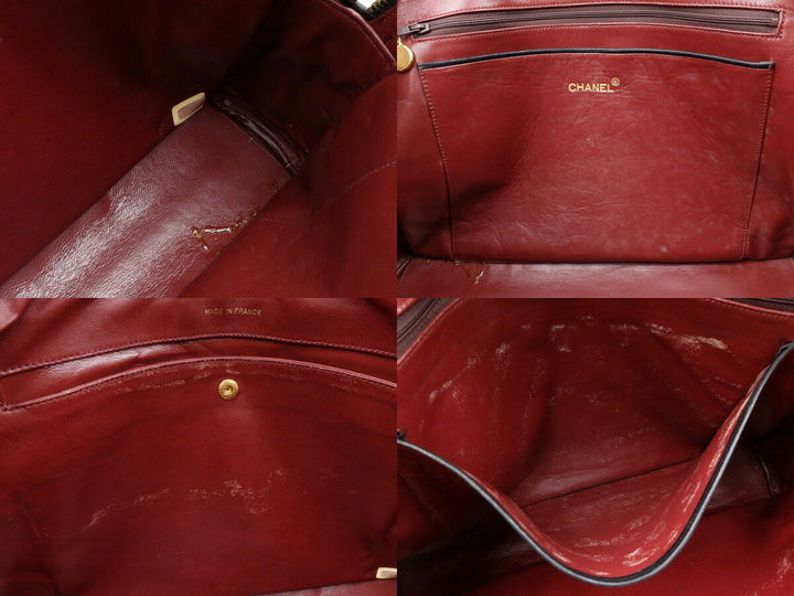 AUTH CHANEL BLACK CLASSIC LAMBSKIN TOTE SHOULDER BAG