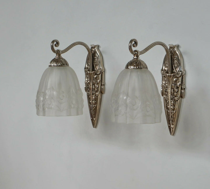 GILLES & DEGUÉ : pair of 1930 French art deco wall sconces ... muller era France