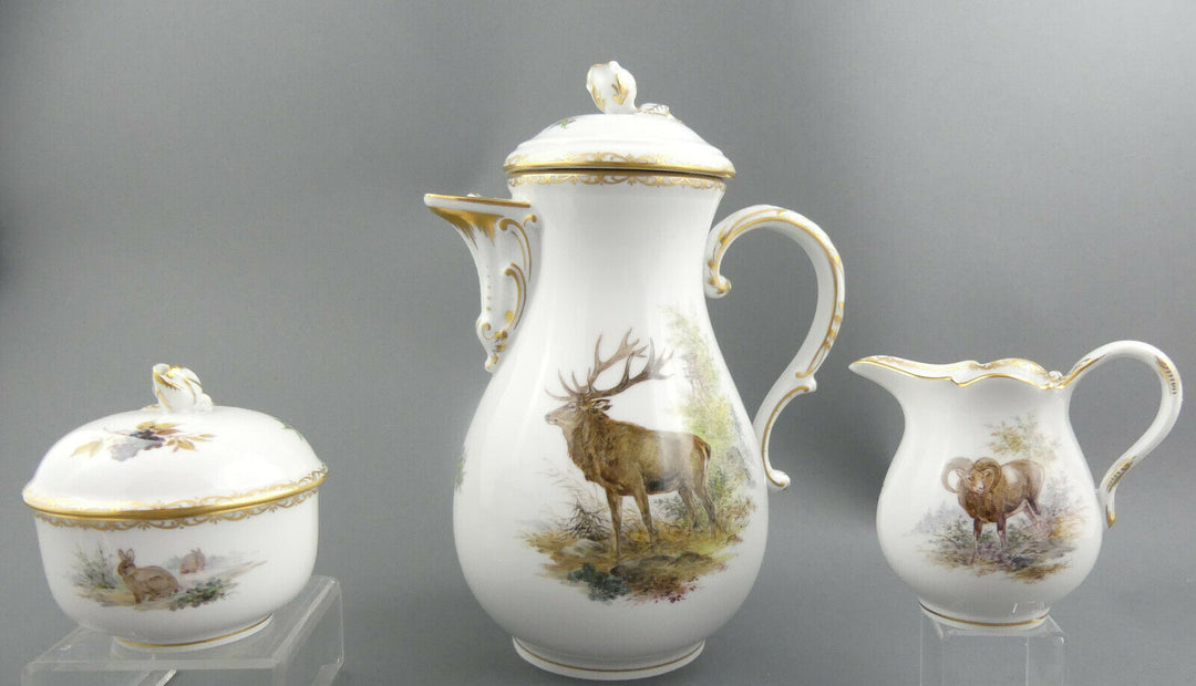マイセン(Meissen)、コーヒーサービスセット、8客計27点セット、狩猟画