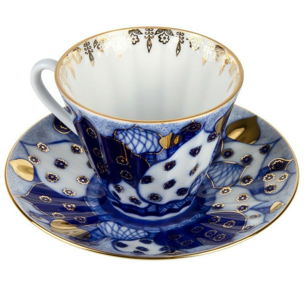 Chimes Teacup w/ Saucer by Imperial Porcelain Russian Lomonosov LFZ IFZ