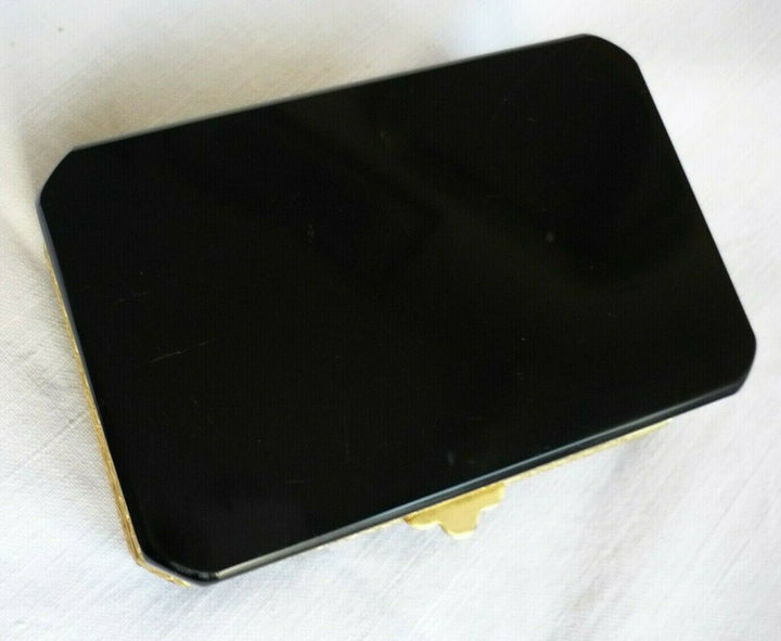 Vintage Venetian Black Opaline Glass Casket Box