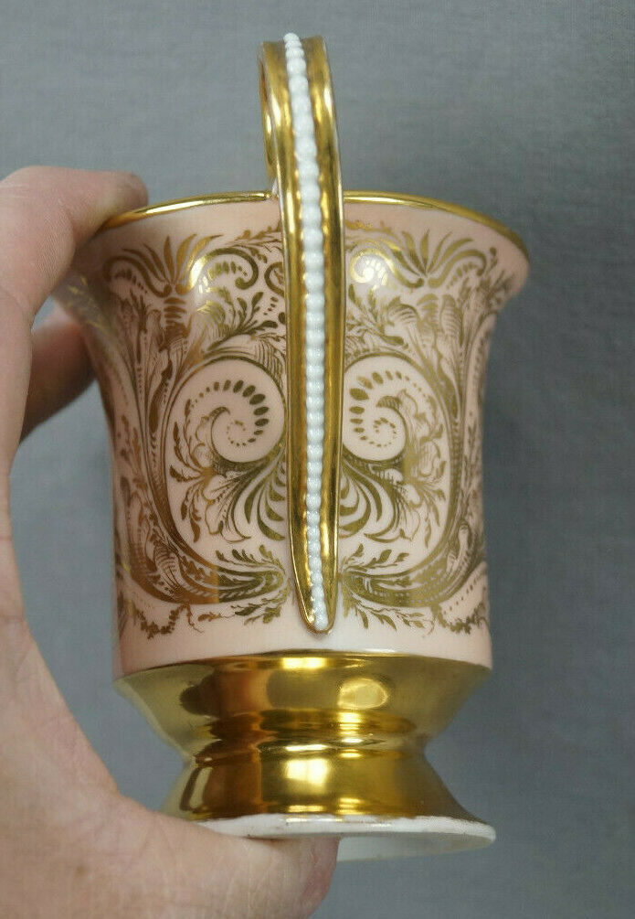 KPM Berlin Hand Painted Lady Portrait Pink & Gold Cup & Saucer Circa 1837-1844