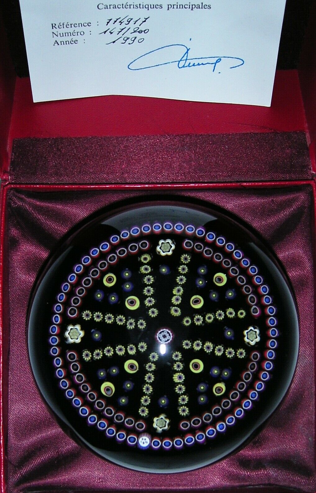 Briefbeschwerer Paperweight "Malteserkreuz" Baccarat 1990, Nr. 147/200