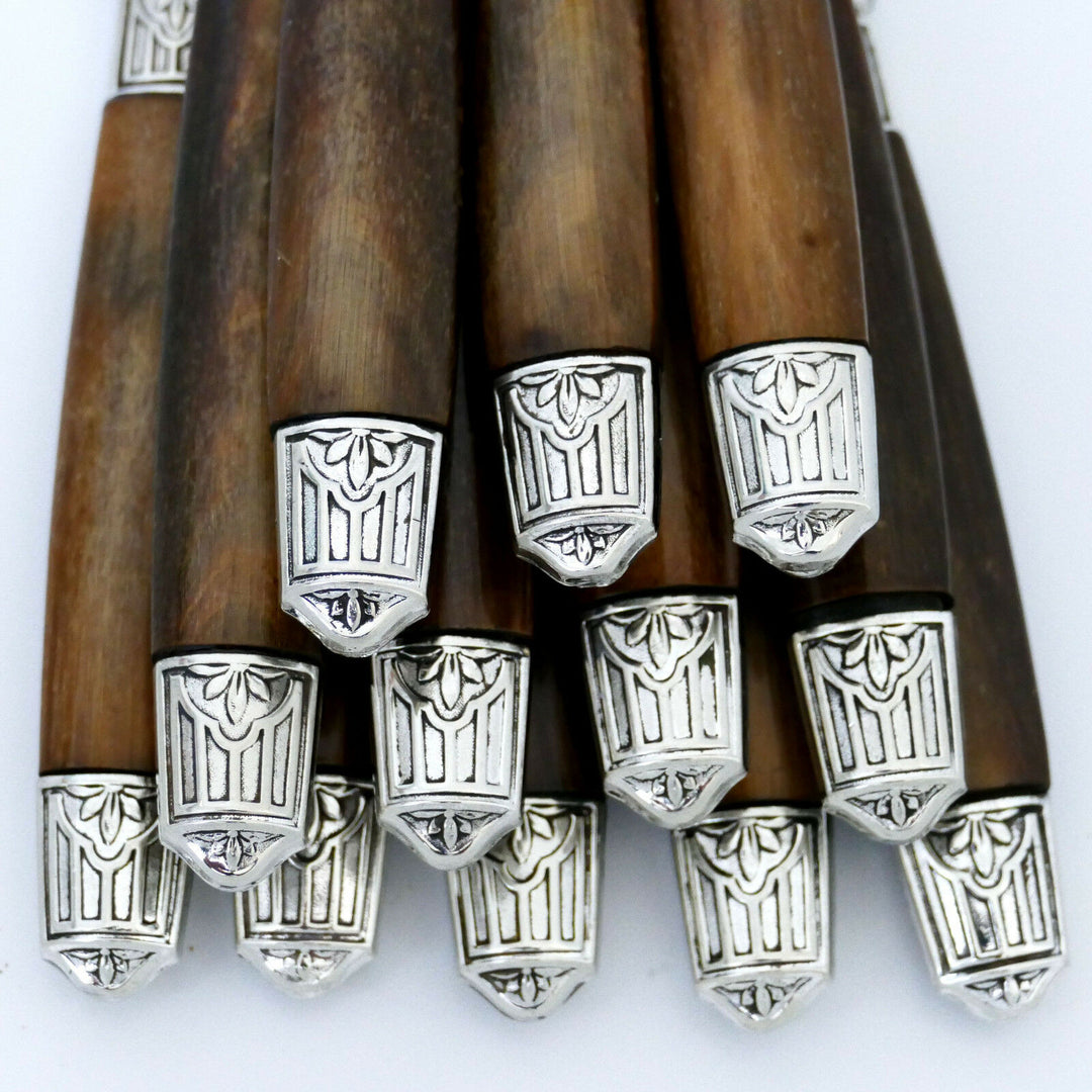 Thiers French Silver & Horn Dinner Knife Set of 12 pc, Art Deco
