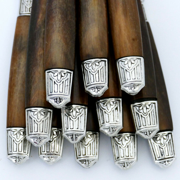 Thiers French Silver & Horn Dinner Knife Set of 12 pc, Art Deco