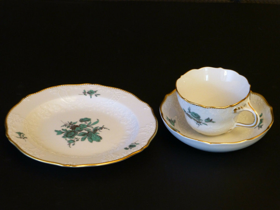 Meißen Porzellan Service, Kaffee- u. Teeservice, Neumarseille, Kupfergrün