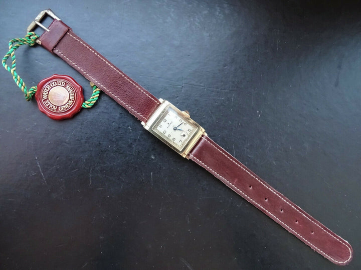 Rolex ♛ 2536 Art Deco Yellow Gold 9C 375 Antique Luxury Men's Watch 1930 Service