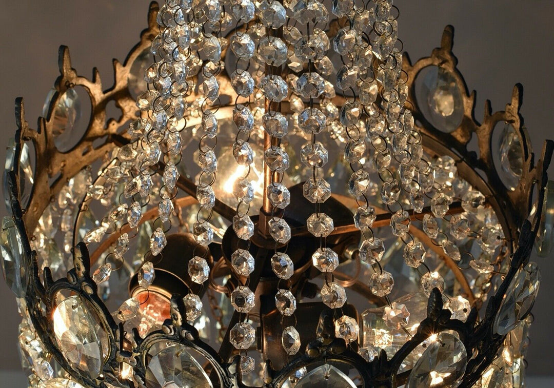 Oriental Vintage Crystal Chandelier, Home Antique Lighting, French Lighting lamp