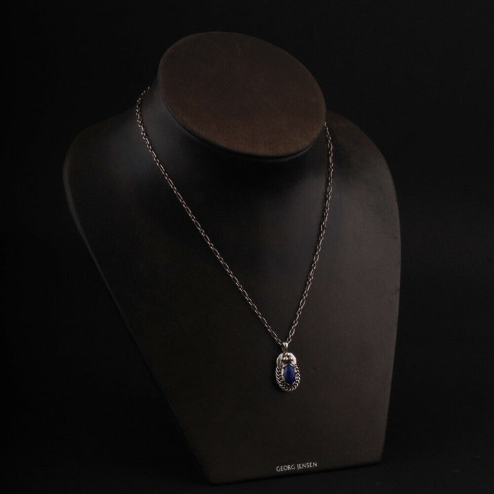 GEORG JENSEN Sterling Silver Pendant Of The Year 1992 w. Lapis Lazuli. VERY RARE