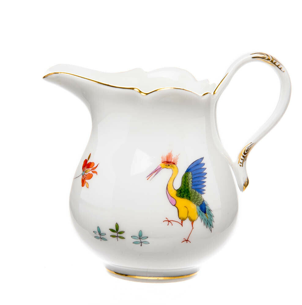 Milchkanne chinesischer Drache mit Storch Meissen Neuer Ausschnitt Top