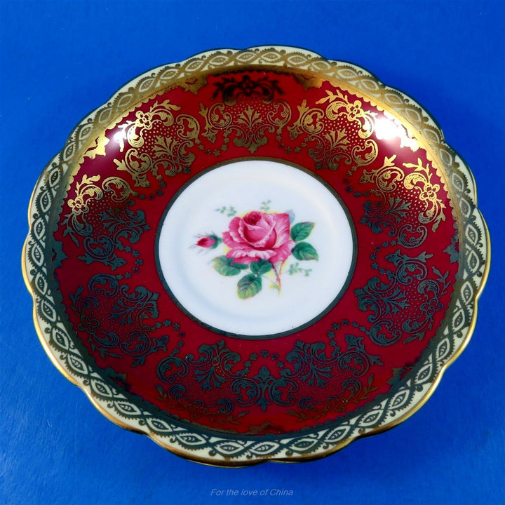 パラゴン　華麗なディープレッドとピンクローズカップ&ソーサー