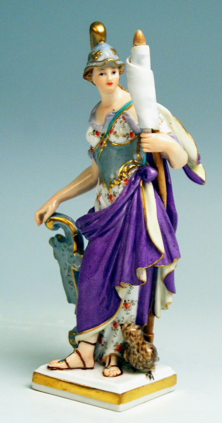 MEISSEN FIGUR ANTIKE GÖTTIN MINERVA ALLEGORIE DES KRIEGES KÄNDLER NR:C53 UM 1840