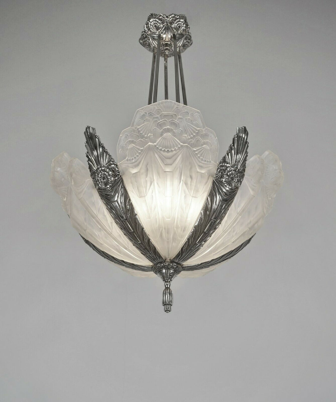 EJG : signed FRENCH ART DECO CHANDELIER ...... 1930 France muller degué era lamp