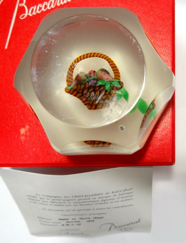 Ball Paperweight Clipboard Crystal Baccarat Sulfide Basket Fruit Numbered - COA