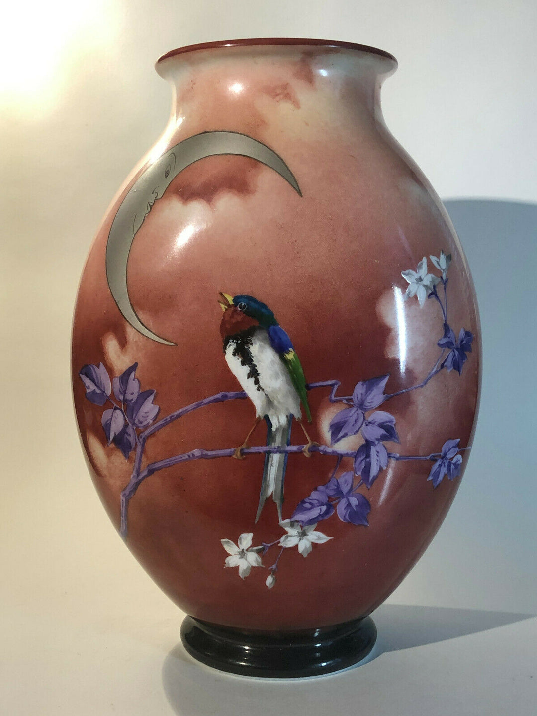 Baccarat Japonisme Birds, Man in the Moon, Blossom Glass Vases Glas Verre - 1880