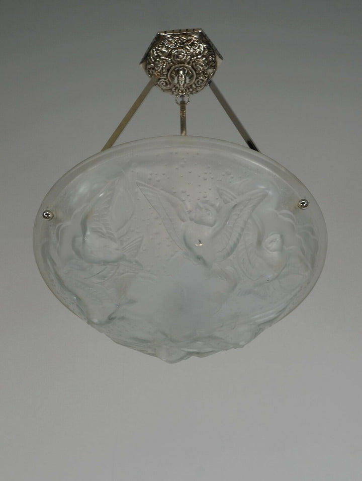 MULLER FRERES : FRENCH 1930 ART DECO PENDANT CHANDELIER . lamp France degue era