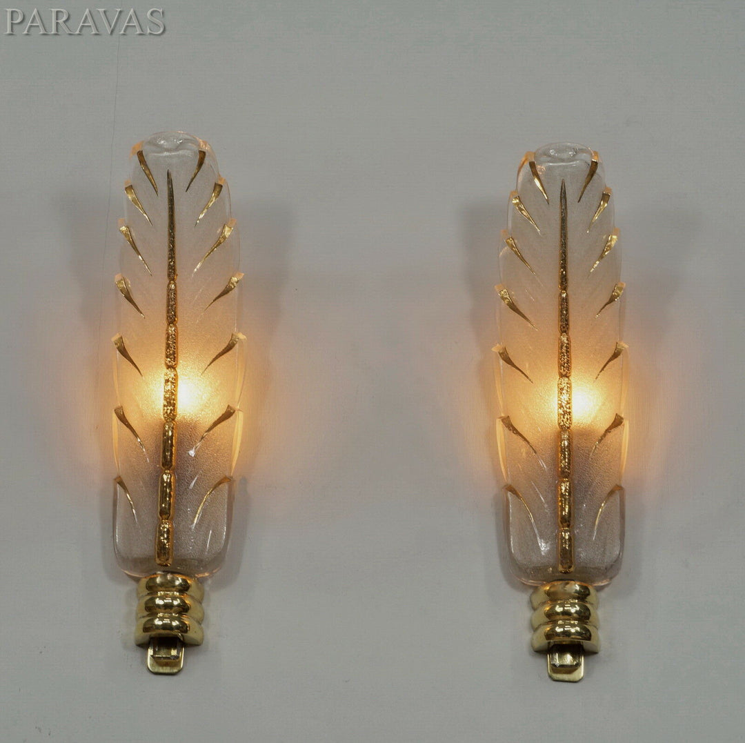 PETITOT : PAIR OF FRENCH ART DECO WALL SCONCES . lights Ezan EJG lamp 1930