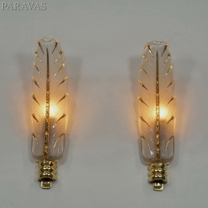 PETITOT : PAIR OF FRENCH ART DECO WALL SCONCES . lights Ezan EJG lamp 1930