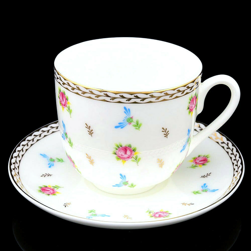 Imperial Porcelain Teacup & Saucer, Flower Waltz Pattern, LOMONOSOV, LFZ, IFZ