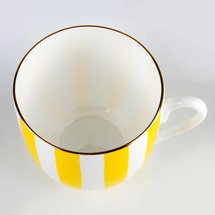 インペリアルポーセリン　ティーカップ＆ソーサー　ボーンチャイナ　ロモノーソフ　ストライプ　イエロー