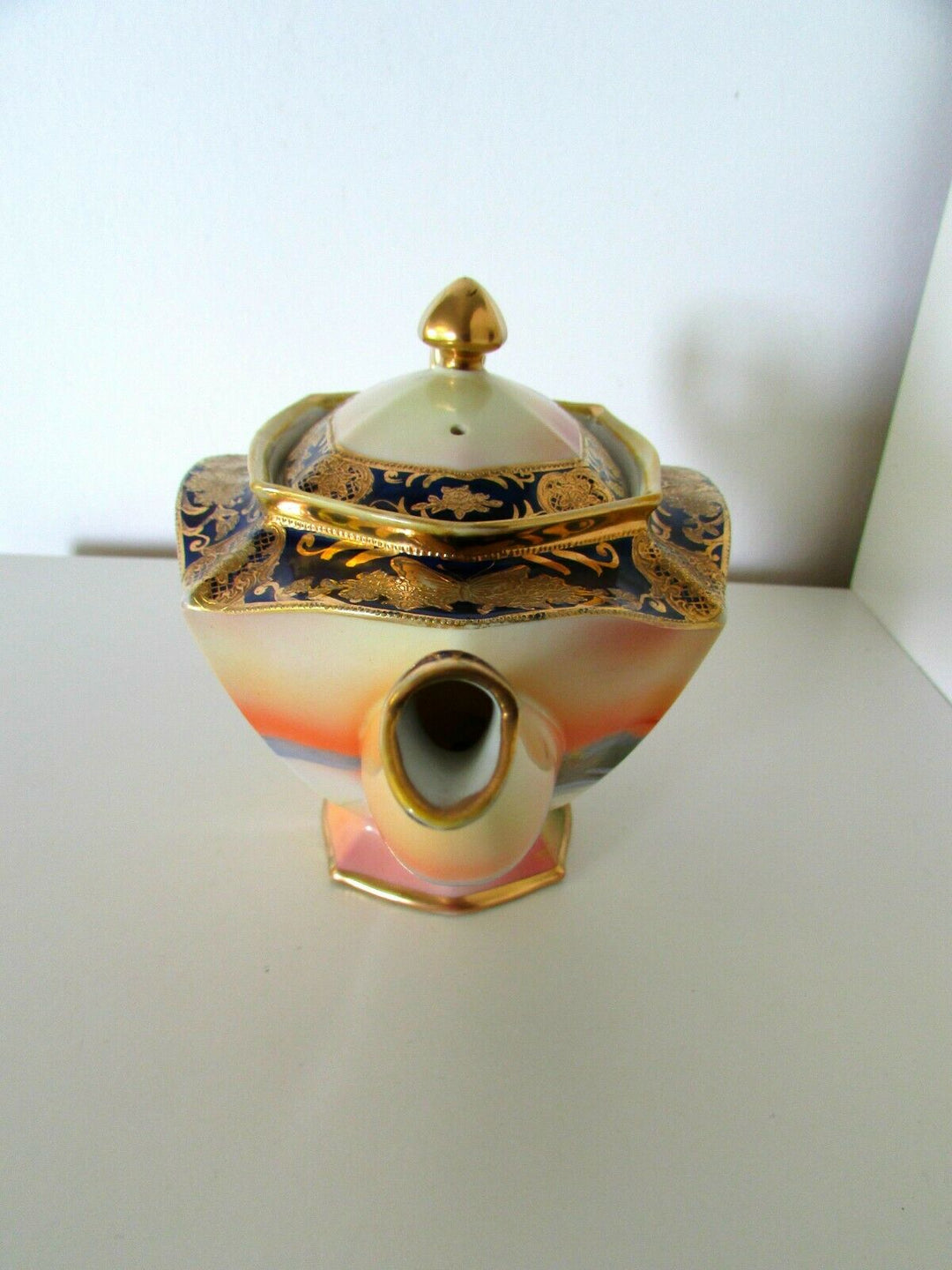 ANTIQUE NORITAKE JAPAN ART DECO CHINA PORCELAIN GILDED SCENIC PAINTED TEA POT
