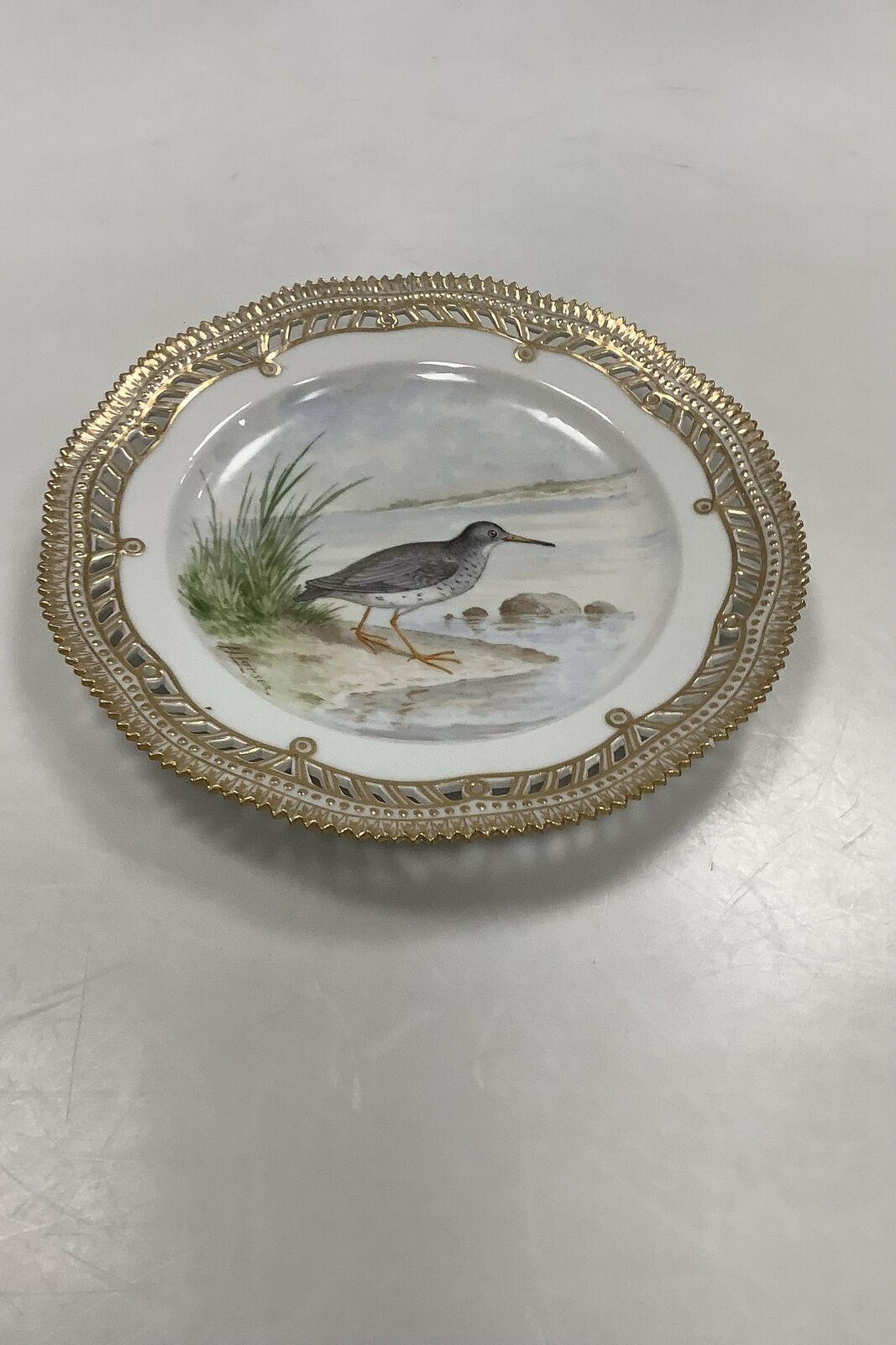Royal Copenhagen Flora Danica Birds Lunch plate No 20/3554 with openwork edge.