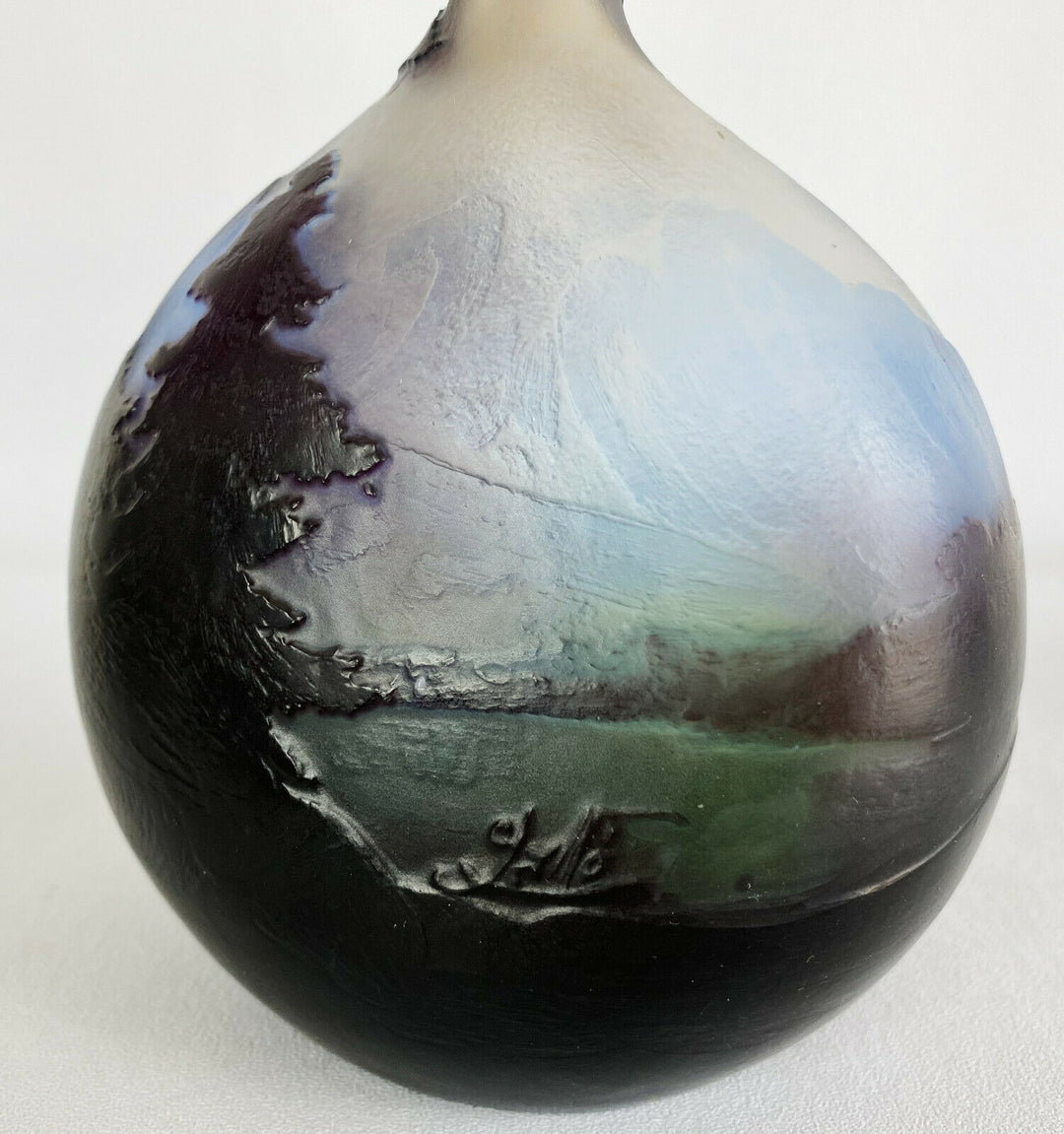 ÉMILE GALLÉ : VASE D'ÉPOQUE ART NOUVEAU - PAYSAGE VOSGIEN EN VERRE MULTICOUCHE