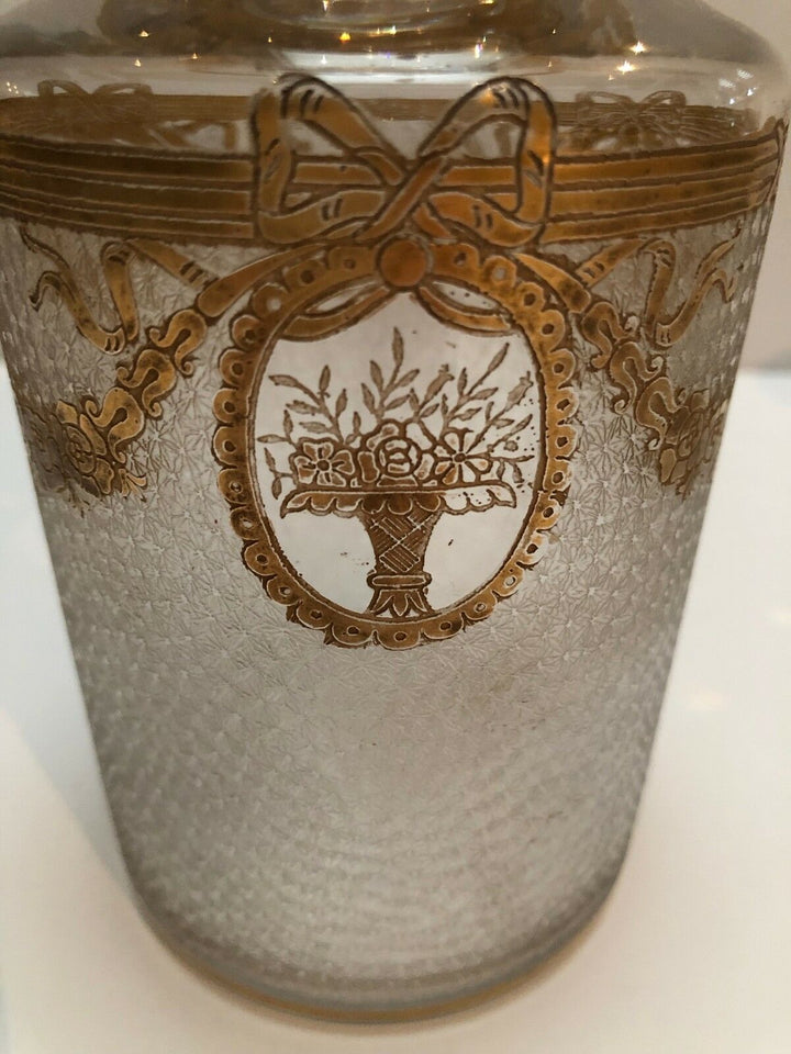 BACCARAT givré bouteilles de parfum avec des Or GUIRLANDES et FLEURS- afficher le titre d'origine