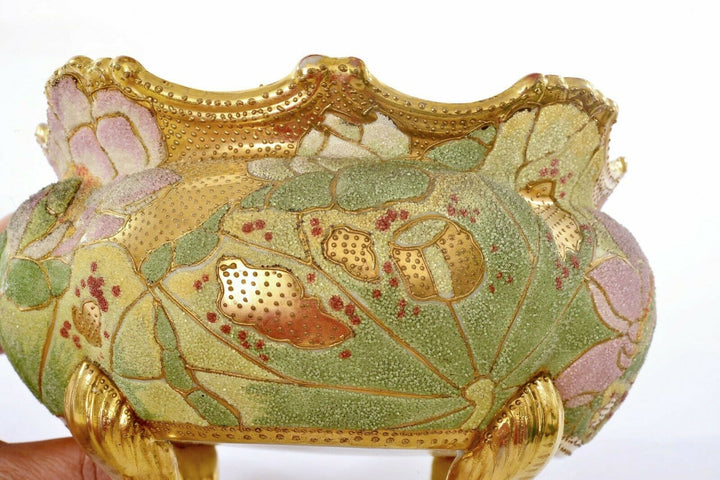 オールドノリタケ　コラレン　蓮の花のボウル　脚付き